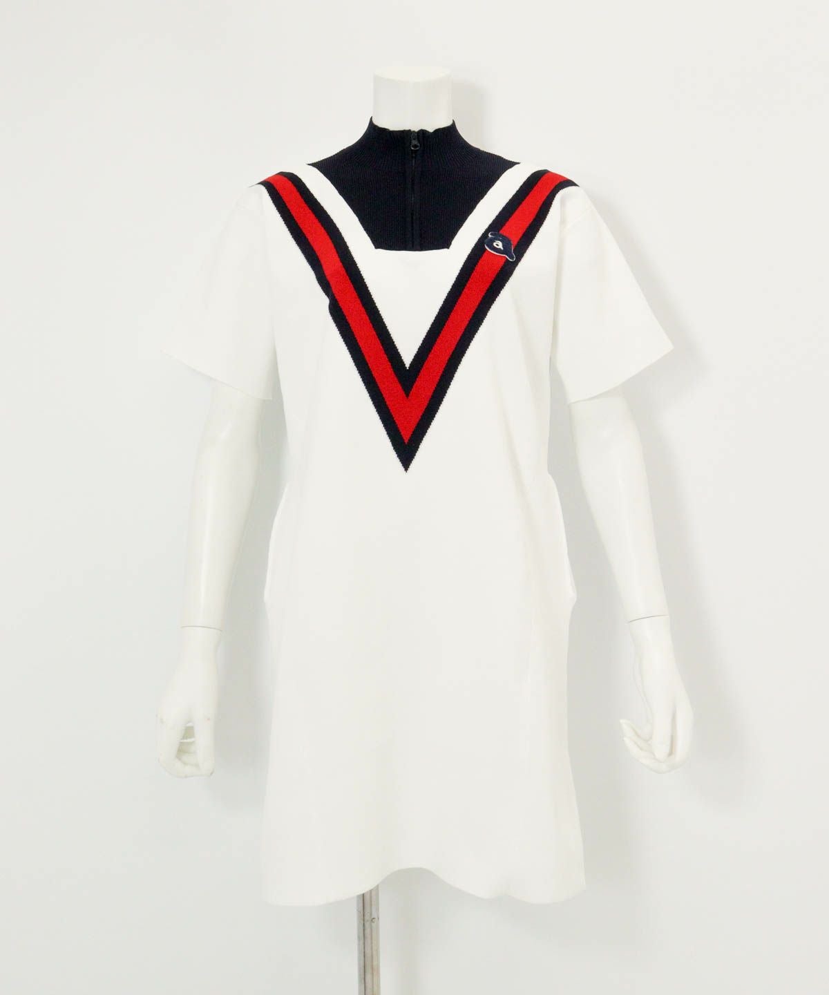 カレッジ風リブワンピース（ホワイト）