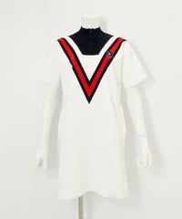 カレッジ風リブワンピース（ホワイト）