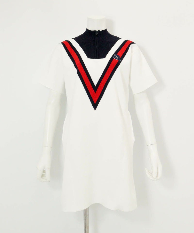 カレッジ風リブワンピース（ホワイト）