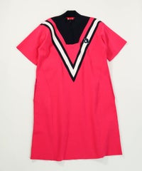 カレッジ風リブワンピース（ピンク）