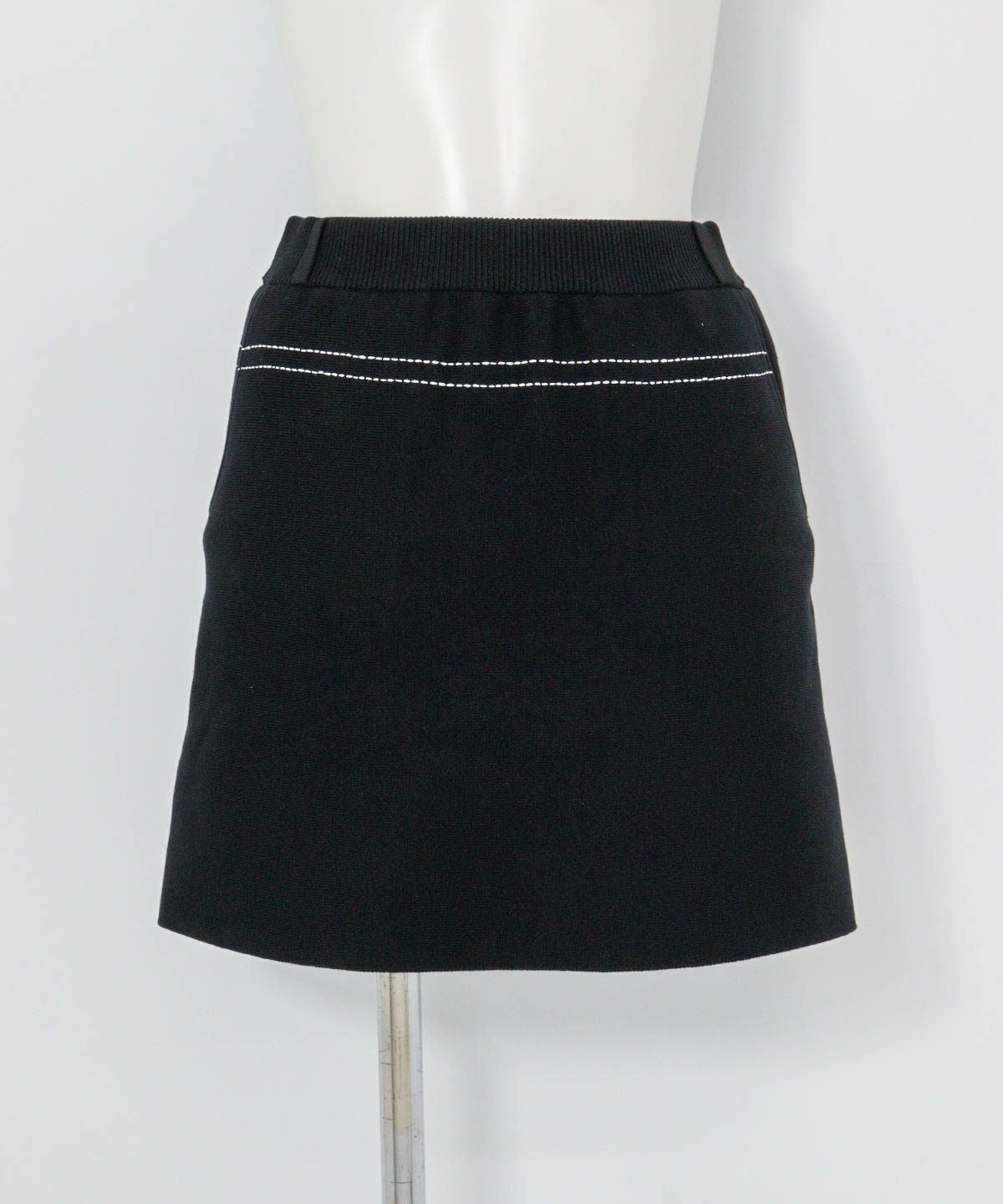 ステッチ風プリントニットスカート（ブラック）