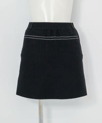 ステッチ風プリントニットスカート（ブラック）