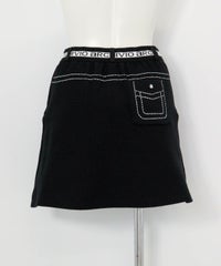 ステッチ風プリントニットスカート後（ブラック）
