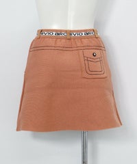 ステッチ風プリントニットスカート後（テラコッタ）