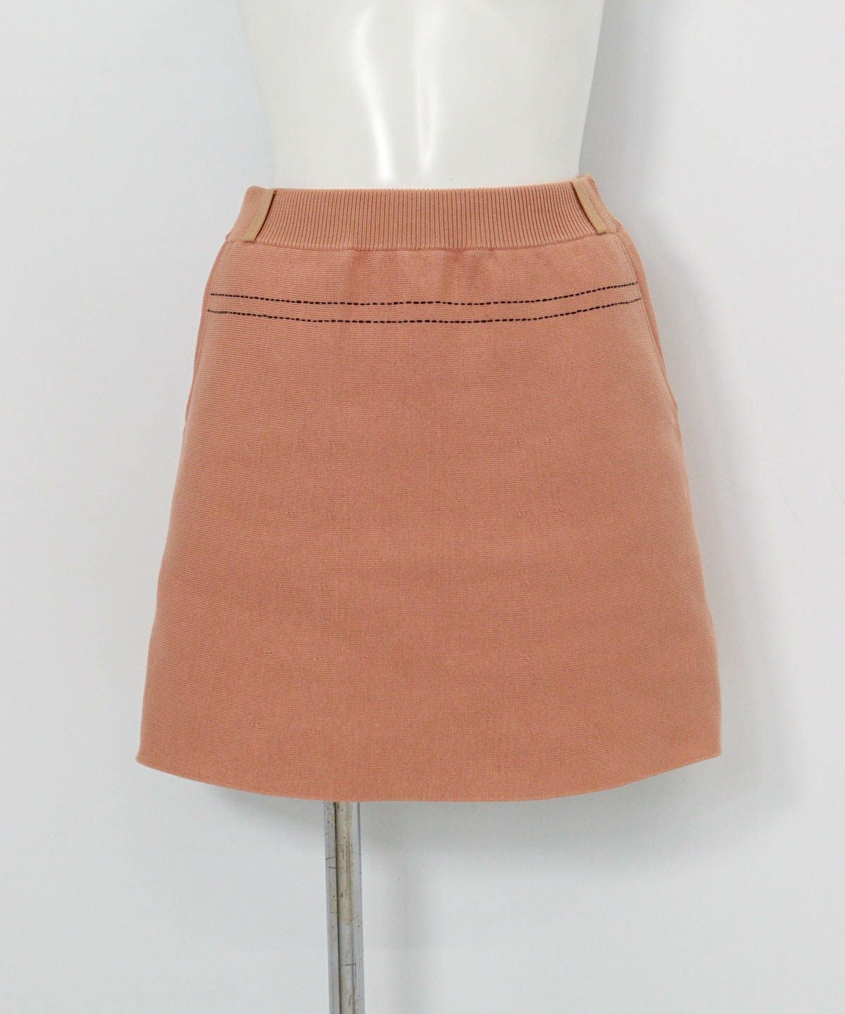 ステッチ風プリントニットスカート（テラコッタ）