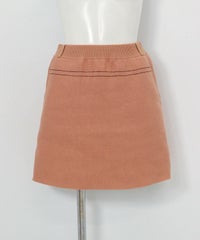 ステッチ風プリントニットスカート（テラコッタ）