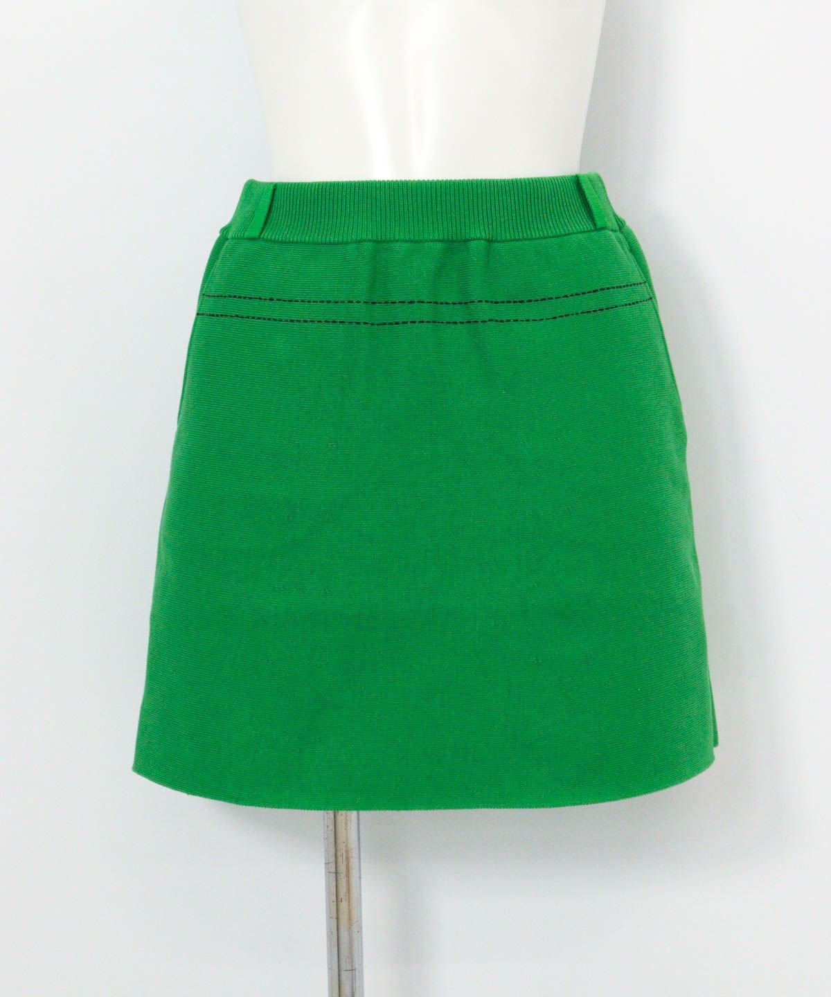 ステッチ風プリントニットスカート（グリーン）