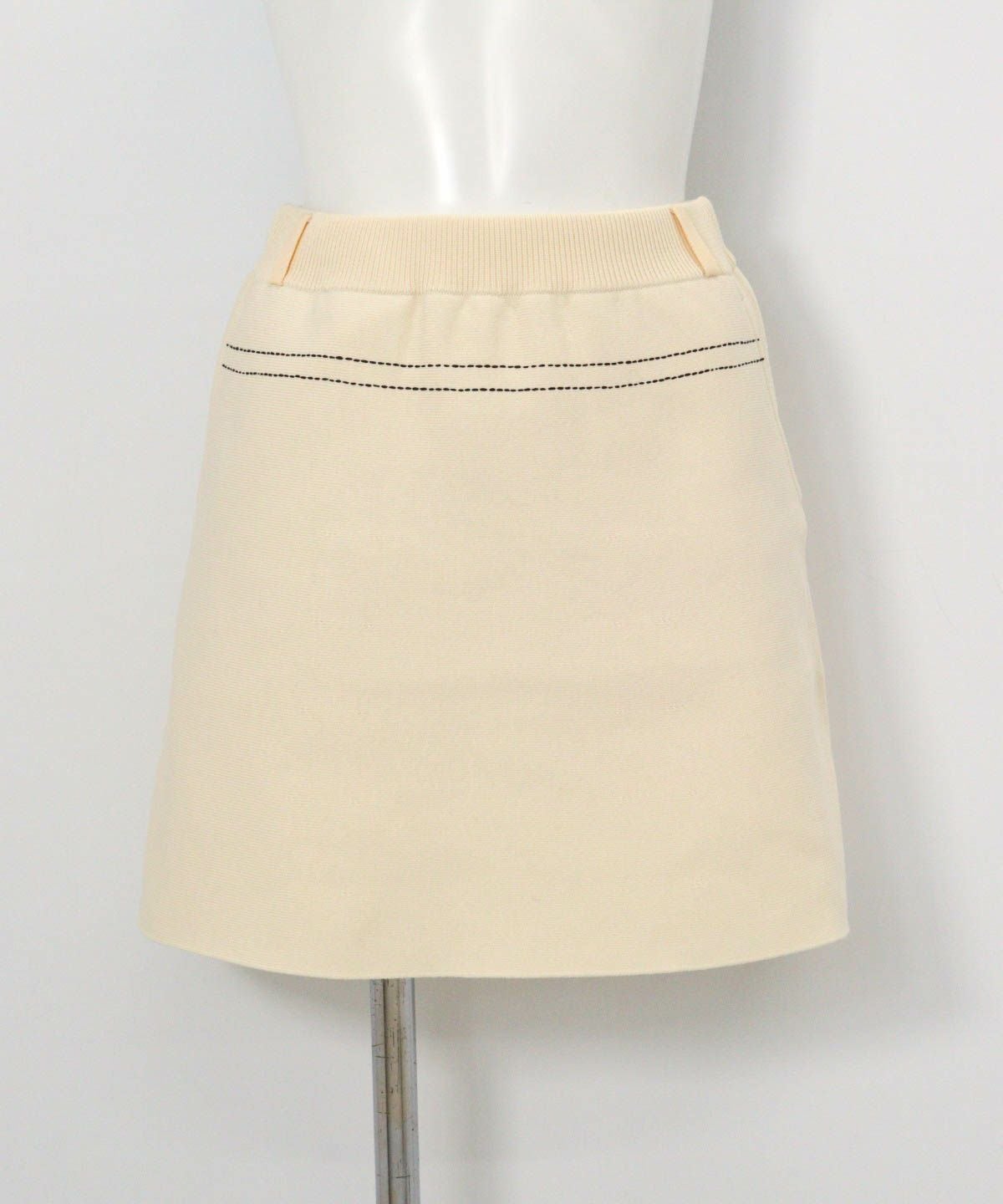 ステッチ風プリントニットスカート（アイボリー）