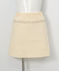 ステッチ風プリントニットスカート（アイボリー）