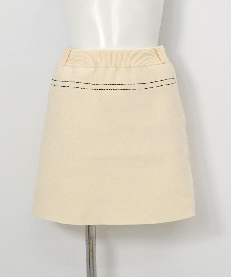 ステッチ風プリントニットスカート（アイボリー）