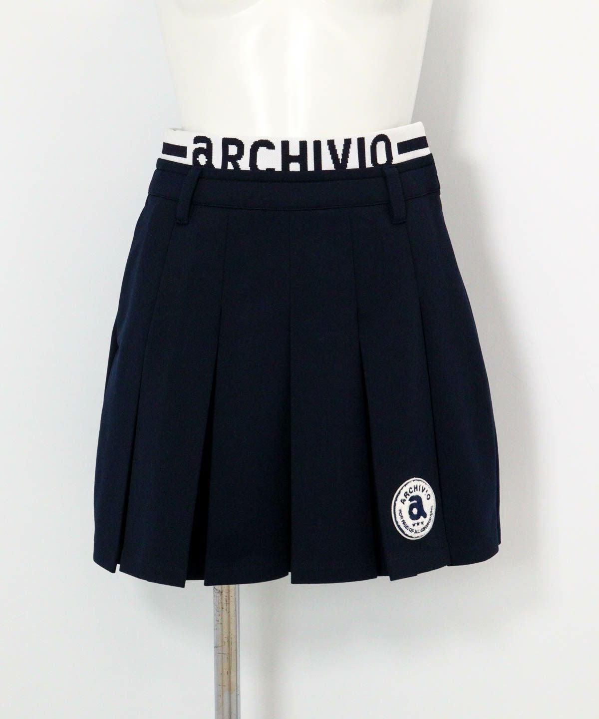 UV速乾ダブルウエストプリーツスカート（ネイビー）