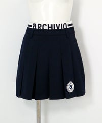 UV速乾ダブルウエストプリーツスカート（ネイビー）