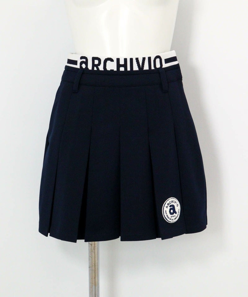 UV速乾ダブルウエストプリーツスカート（ネイビー）