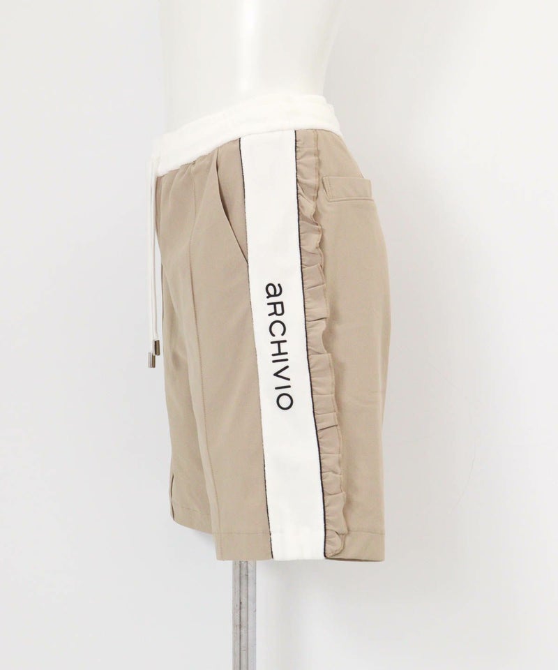 綿ベロアラインUVハーフパンツ横（ベージュ）