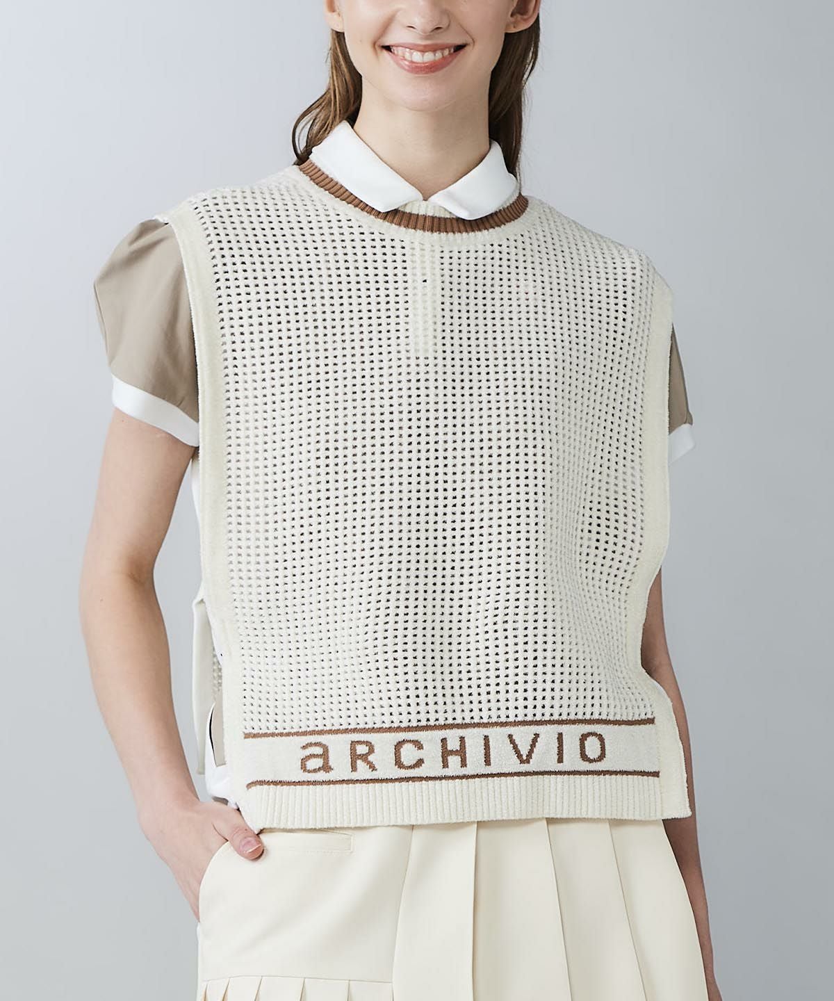 モールニットメッシュベスト|アルチビオ - ゴルフウェアや婦人服通販