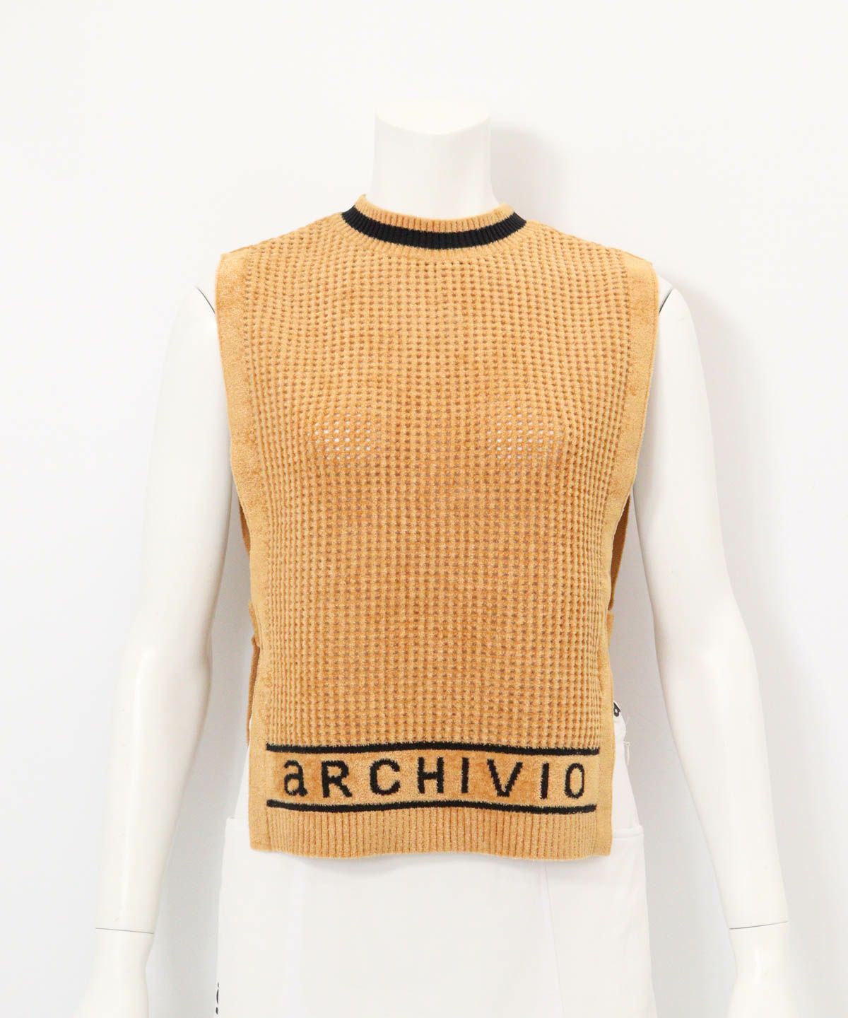 モールニットメッシュベスト（キャメル）