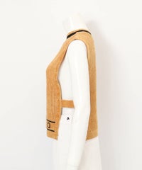 モールニットメッシュベスト横（キャメル）