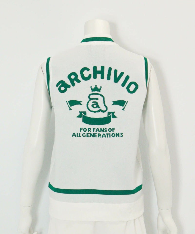 ジップアップジャガードニットベスト後（ホワイト）