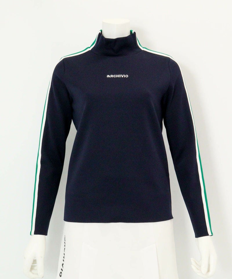  配色ライン袖プルオーバー（ネイビー）