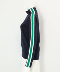  配色ライン袖プルオーバー横（ネイビー）