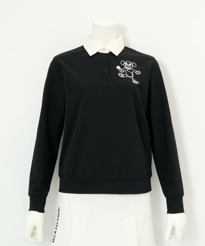 チェーン刺繍速乾ポロシャツ（ブラック）