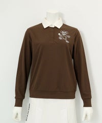 チェーン刺繍速乾ポロシャツ（ブラウン）