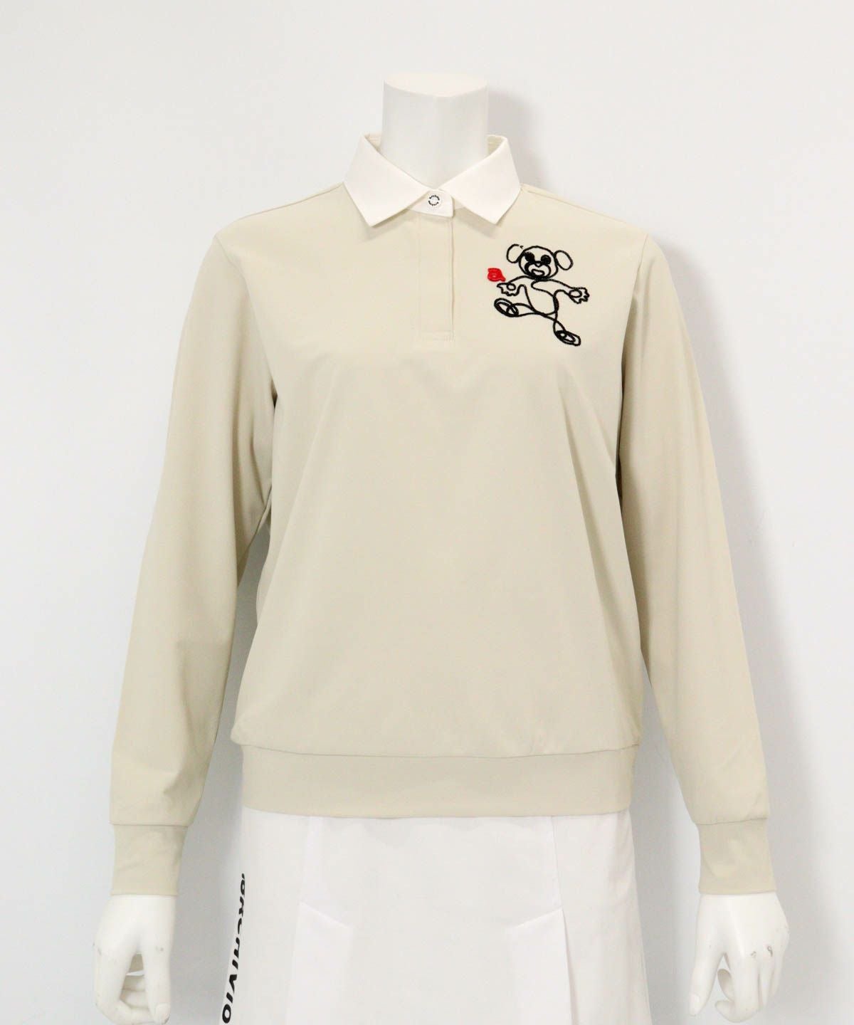 チェーン刺繍速乾ポロシャツ（ベージュ）