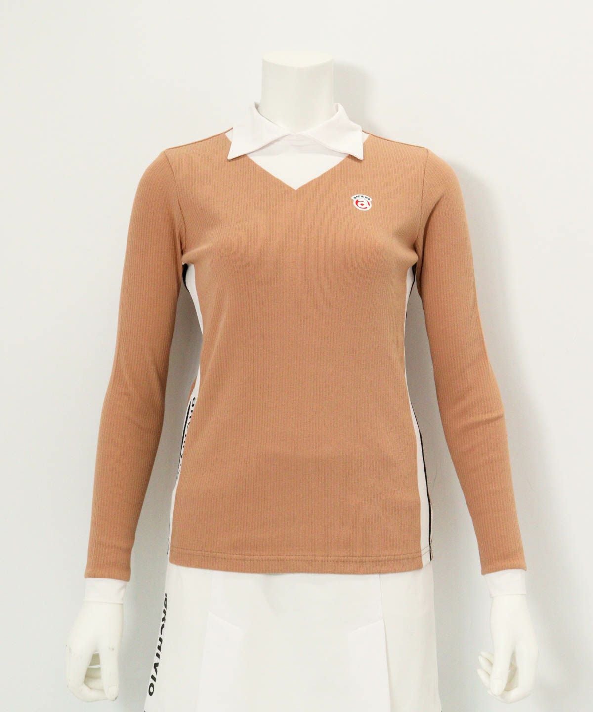 配色リブプルオーバー（ベージュ）