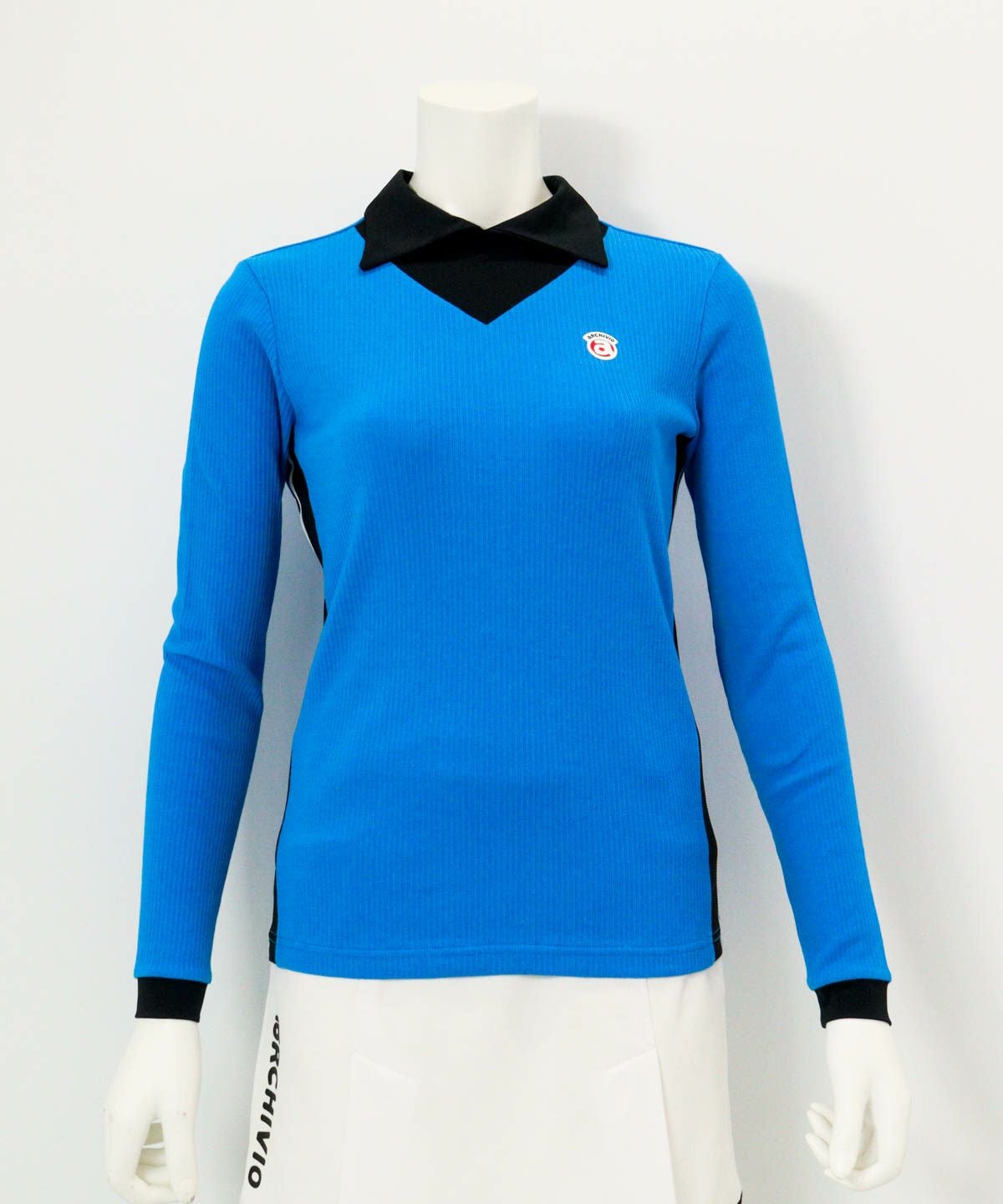 配色リブプルオーバー（ブルー）