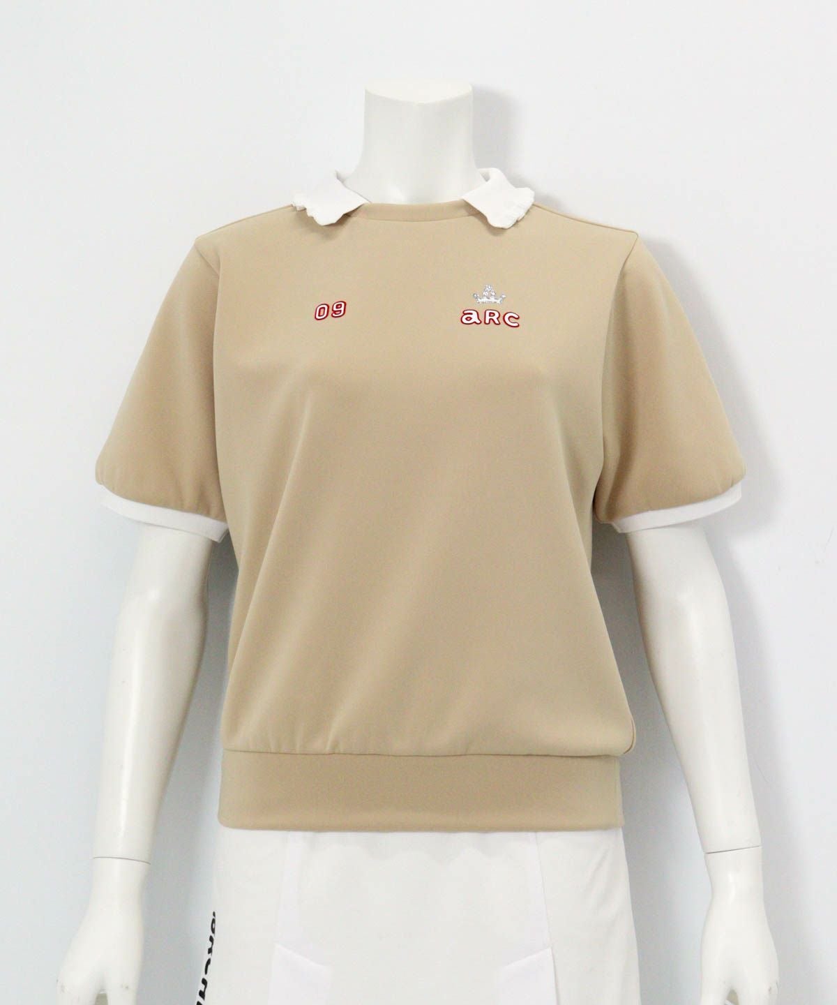 フリル襟UV冷感ダンボールプルオーバー（ベージュ）