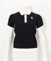 綿ベロア切替UV冷感ポロシャツ（ブラック）