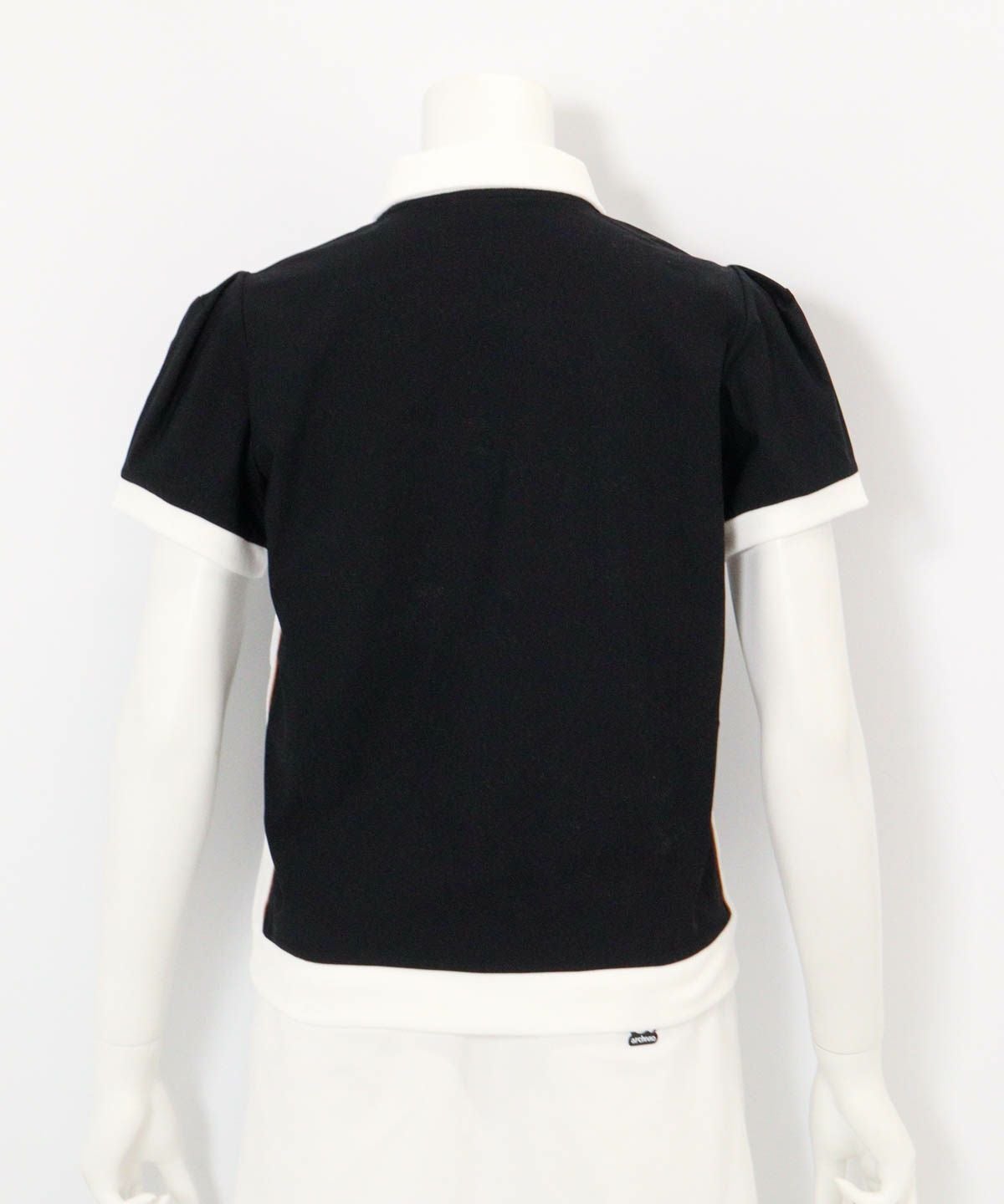  綿ベロア切替UV冷感ポロシャツ後（ブラック）