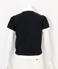  綿ベロア切替UV冷感ポロシャツ後（ブラック）