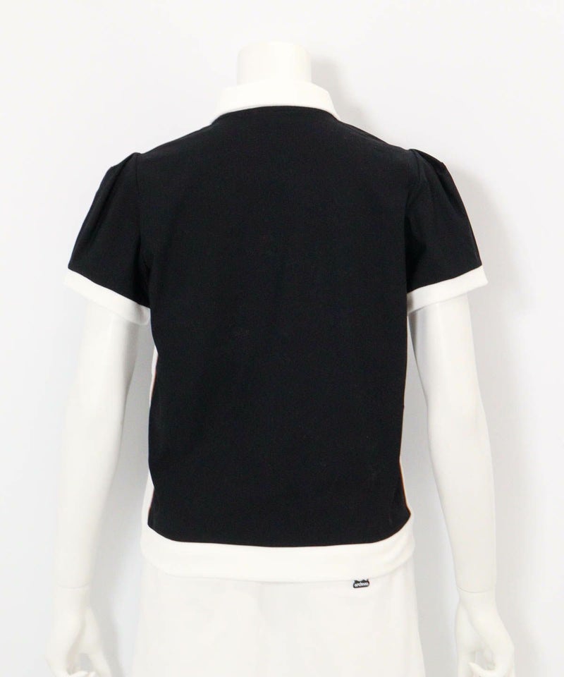  綿ベロア切替UV冷感ポロシャツ後（ブラック）