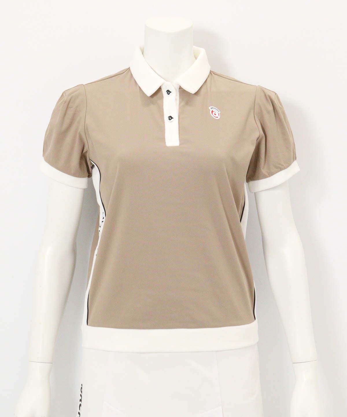  綿ベロア切替UV冷感ポロシャツ（ベージュ）