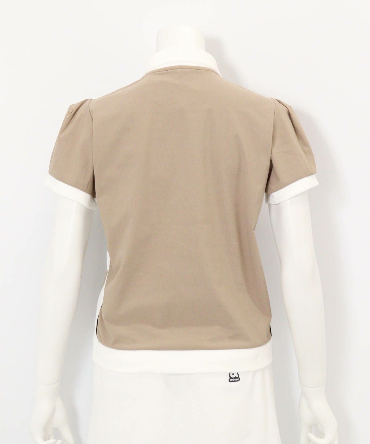  綿ベロア切替UV冷感ポロシャツ後（ベージュ）