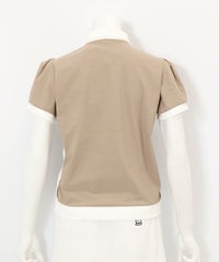  綿ベロア切替UV冷感ポロシャツ後（ベージュ）