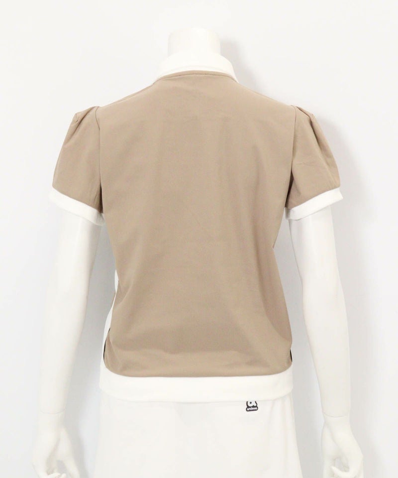  綿ベロア切替UV冷感ポロシャツ後（ベージュ）