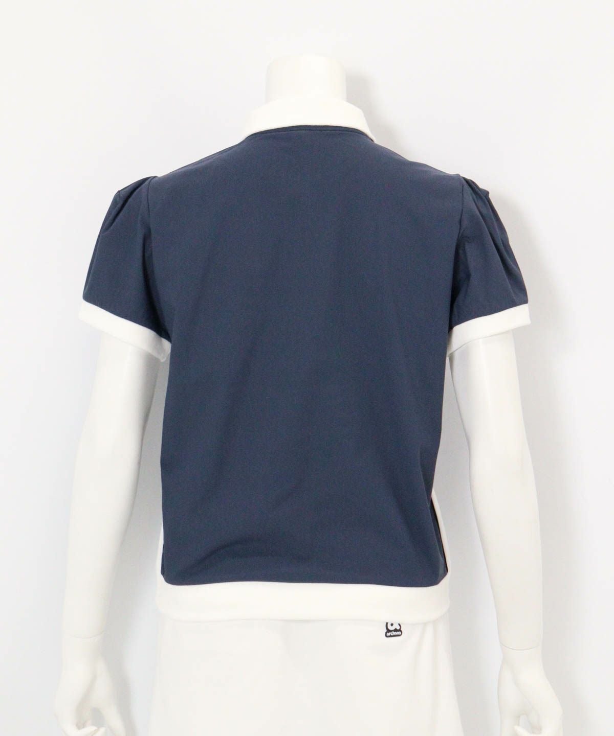  綿ベロア切替UV冷感ポロシャツ後（グレー）