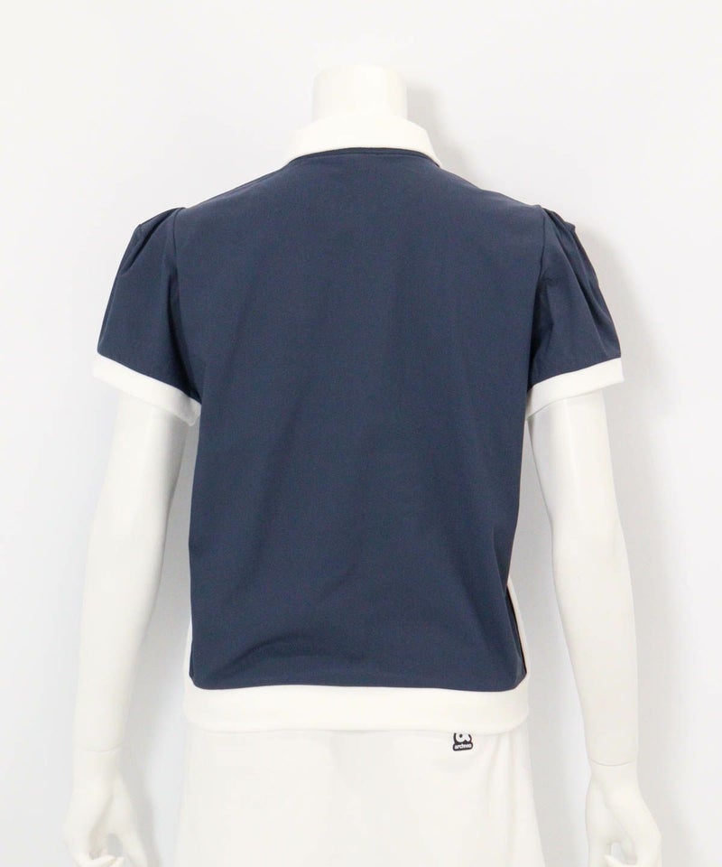  綿ベロア切替UV冷感ポロシャツ後（グレー）