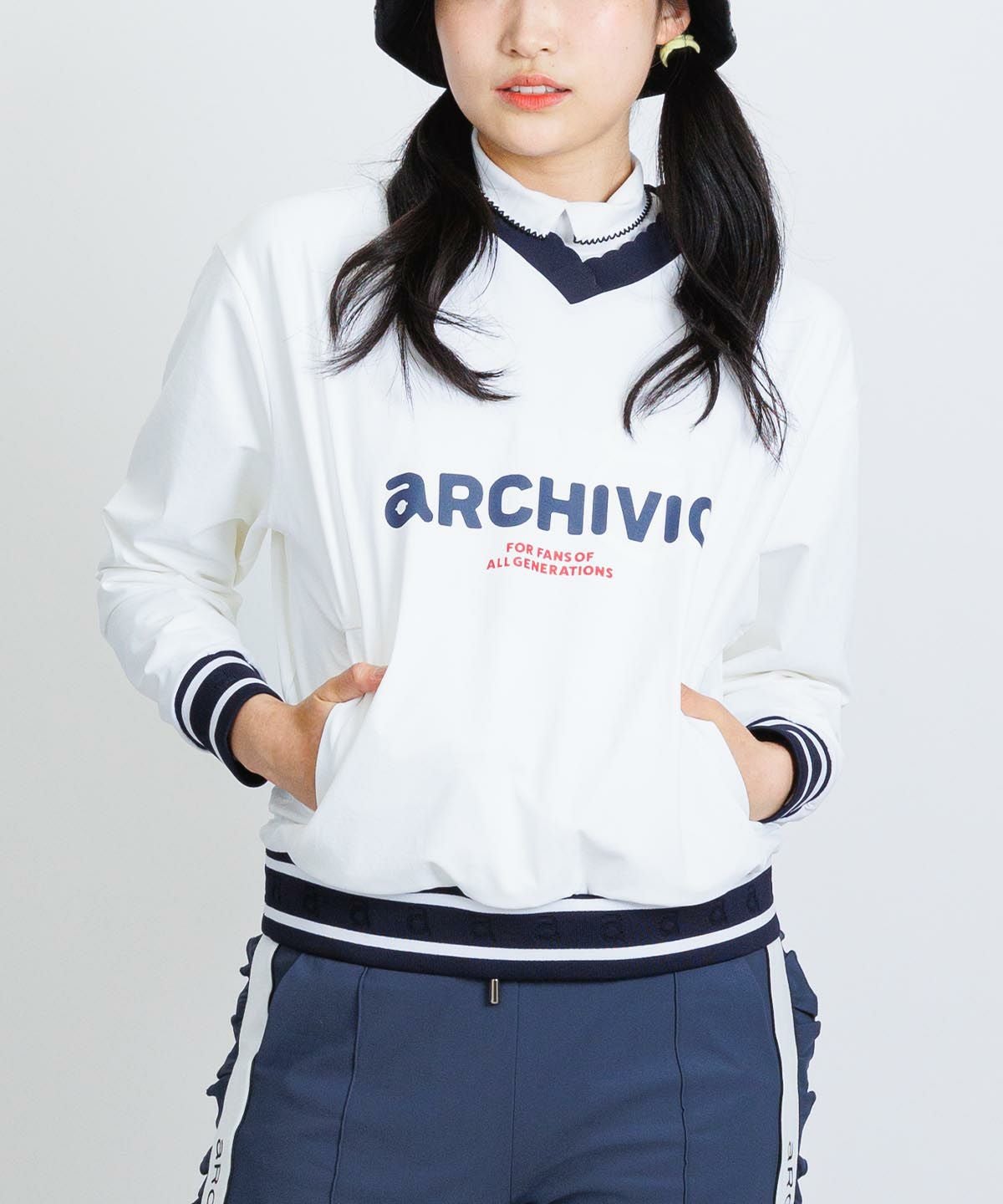 ポーチ付カレッジ風プルオーバー|アルチビオ - ゴルフウェアや婦人服通販