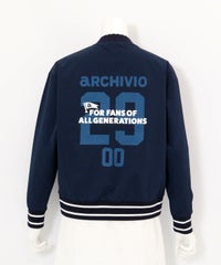 ポーチ付カレッジ風プルオーバｰ後(ネイビー)