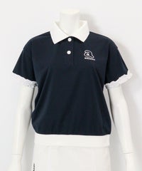 袖フリルマルチポロシャツ（ネイビー）