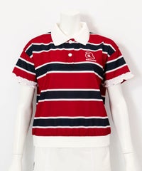 袖フリルマルチポロシャツ（レッド）