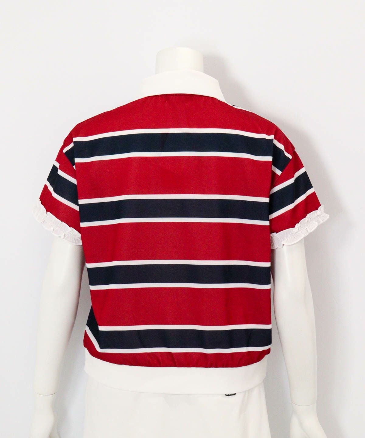 袖フリルマルチポロシャツ後（レッド）