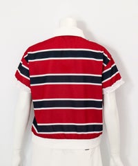 袖フリルマルチポロシャツ後（レッド）