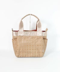 ショルダー付ピコ柄バッグ（ベージュ）