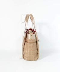 ショルダー付ピコ柄バッグ（ベージュ）横
