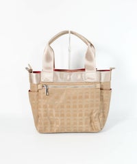 ショルダー付ピコ柄バッグ（ベージュ）後ろ