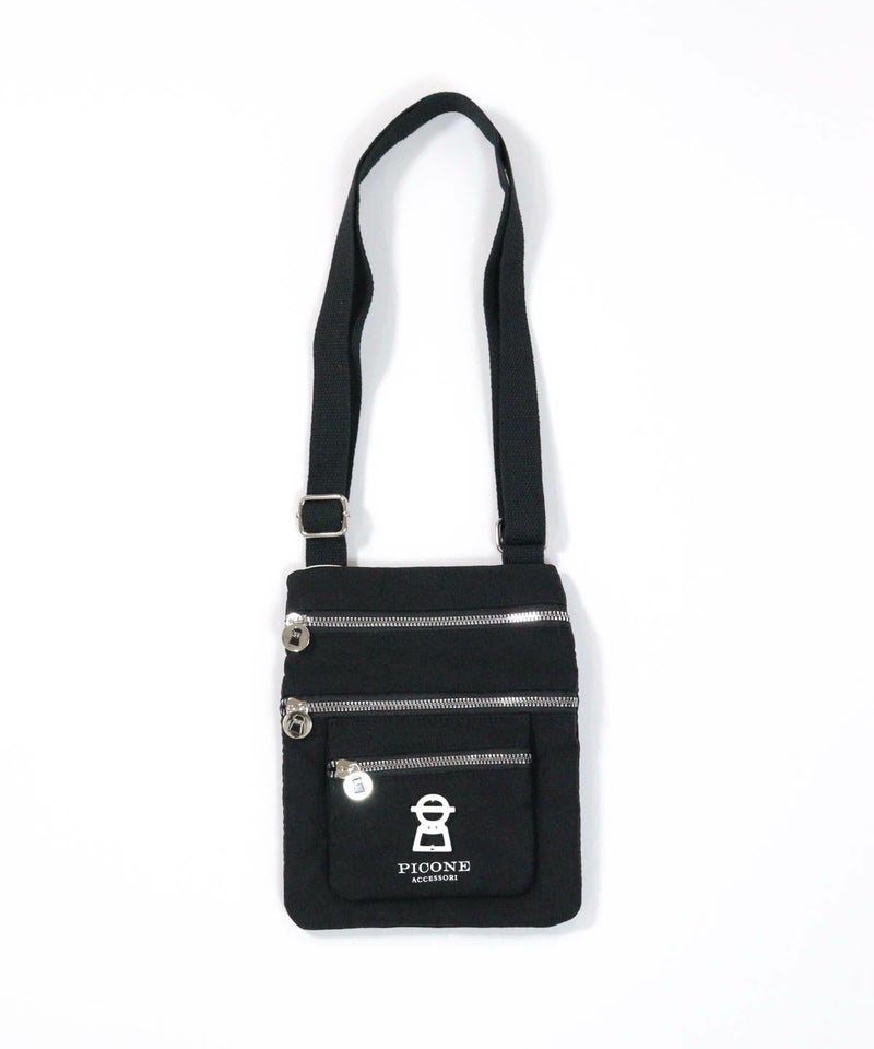 ファスナーポケットショルダーバッグ（ブラック）
